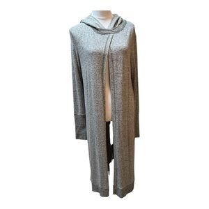 Maplesage Gray Heather Knit  Duster Cardigan Long Sleeve Open Front Size Small
